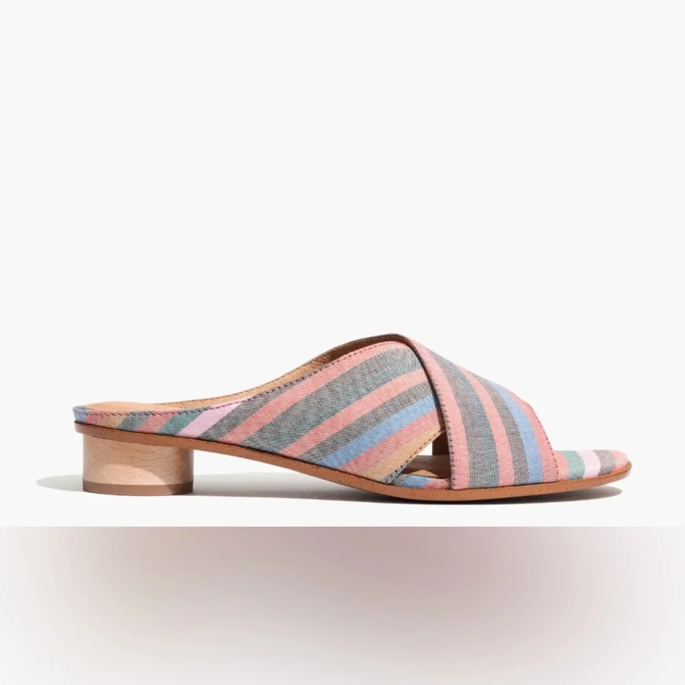 MADEWELL THE RUTHIE CRISSCROSS MULE IN RAINBOW STRIPS